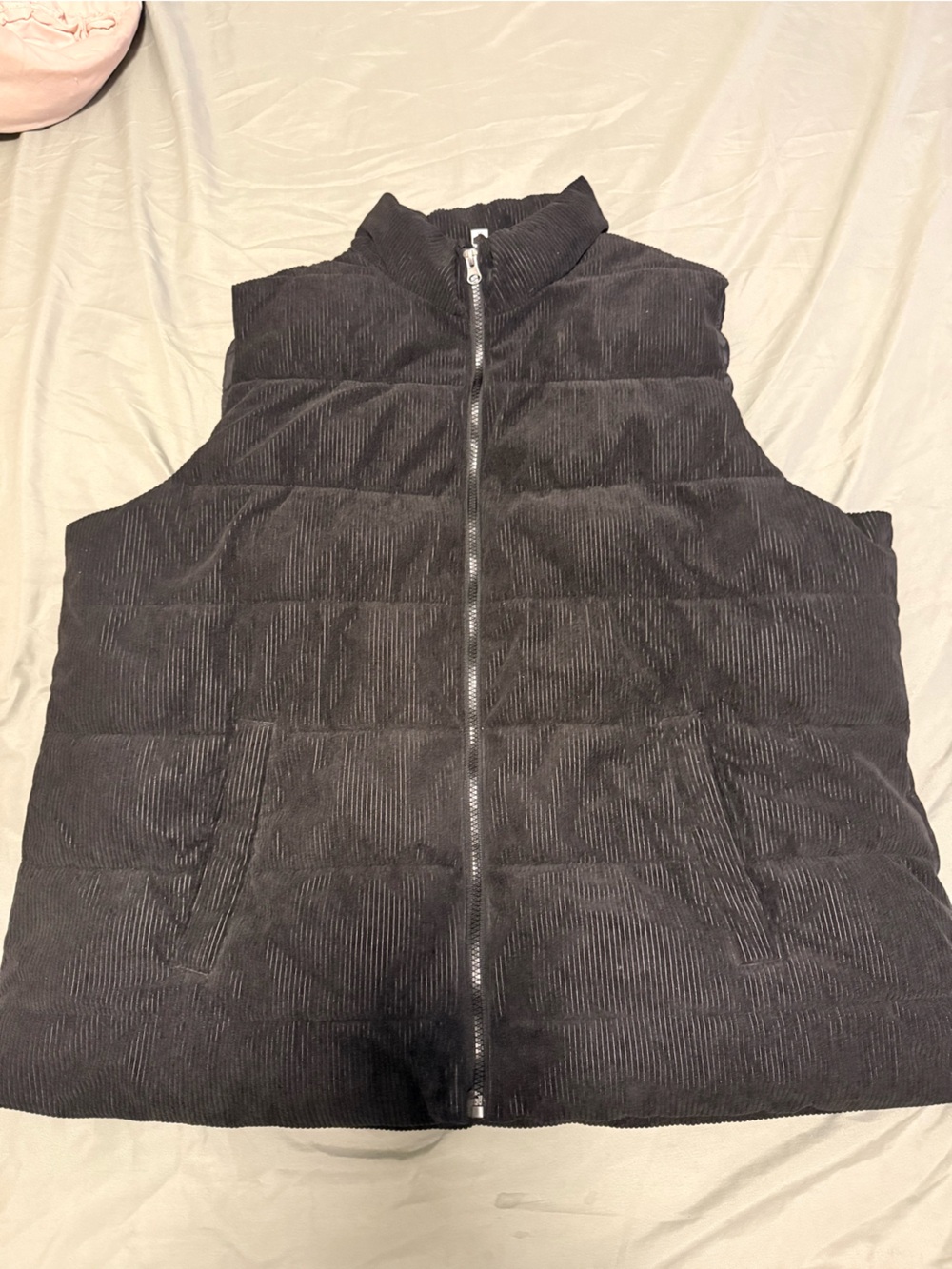 Time and Tru Black Corduroy Puffer Vest